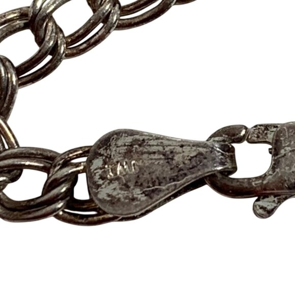 925 S/S Italy Double Chain Link Bracelet Masonic Charm Order of Eastern Star VTG - Picture 5 of 8